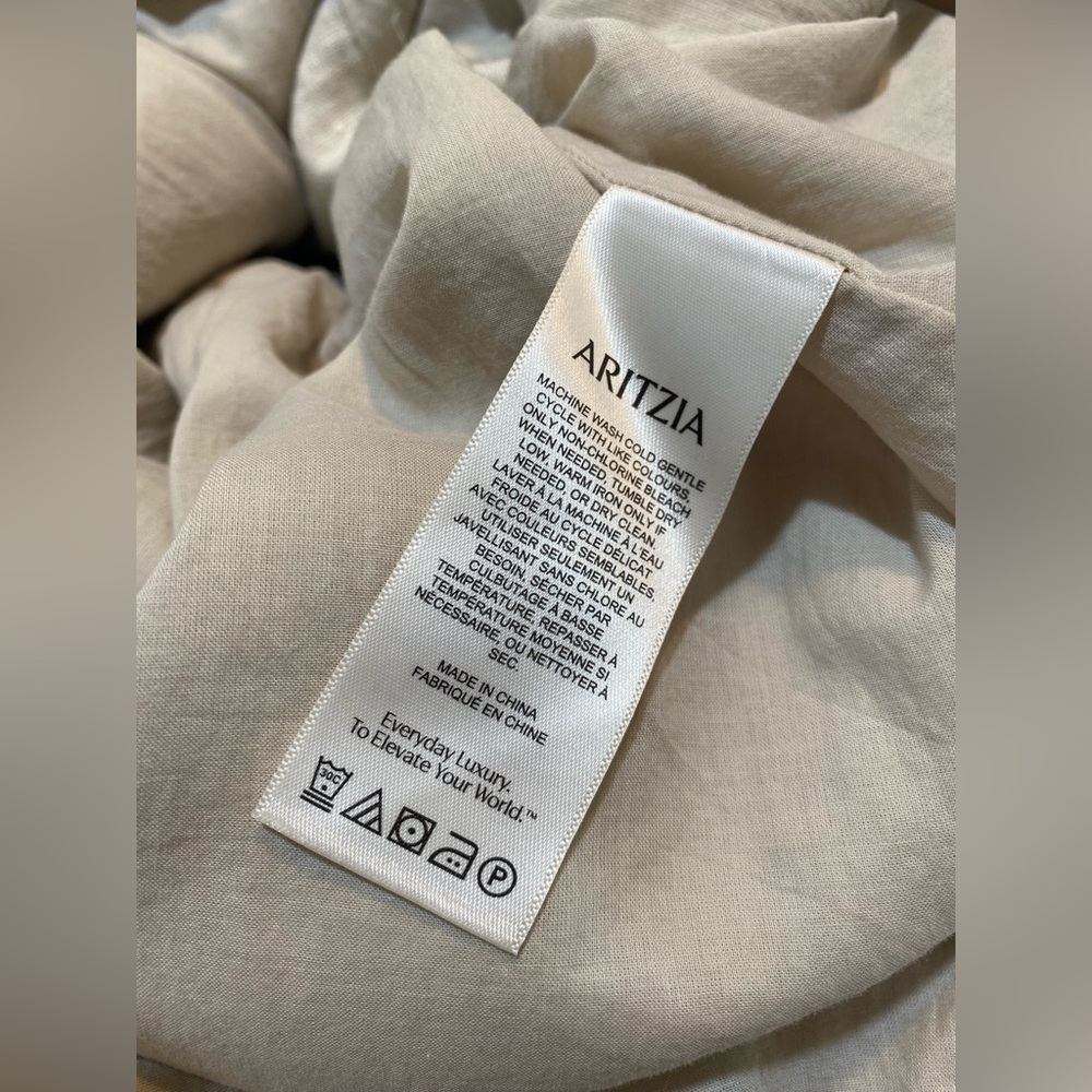 Aritzia Wilfred New Saturn Natural Linen Wrap Midi Dress Size 10 - Picture 10 of 16